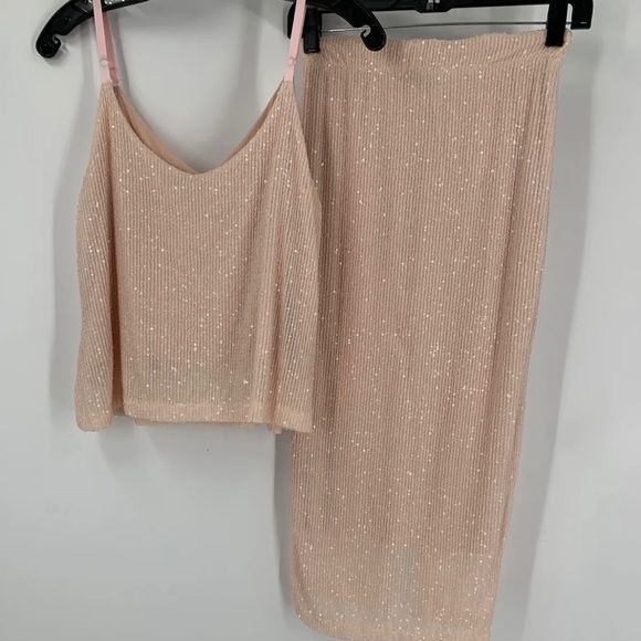 KIKISIX two piece pale pink sparkly set. Size small! - Picture 1 of 15